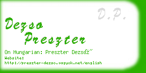 dezso preszter business card